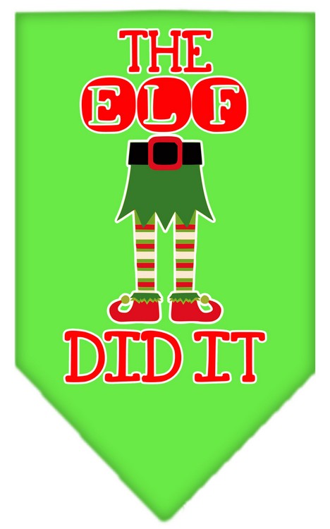 The Elf Did It Screen Print Bandana Lime Green Large